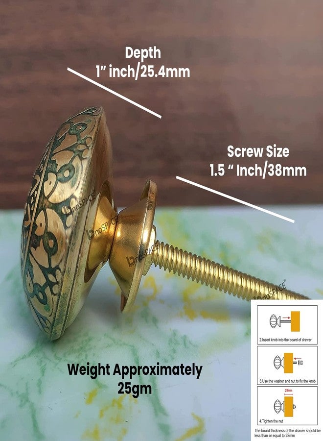 BnoSpace Green Brass Knobs for Cabinet Drawer, Wardrobes & Kitchen Cupboards Pack of 4 - Image 4